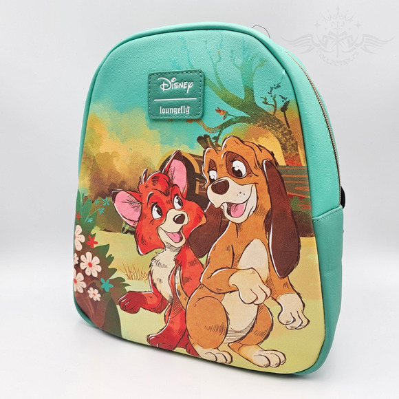 Loungefly Disney The Fox And The Hound Duo Friends Green Mini Backpack Bag New - Picture 2 of 8